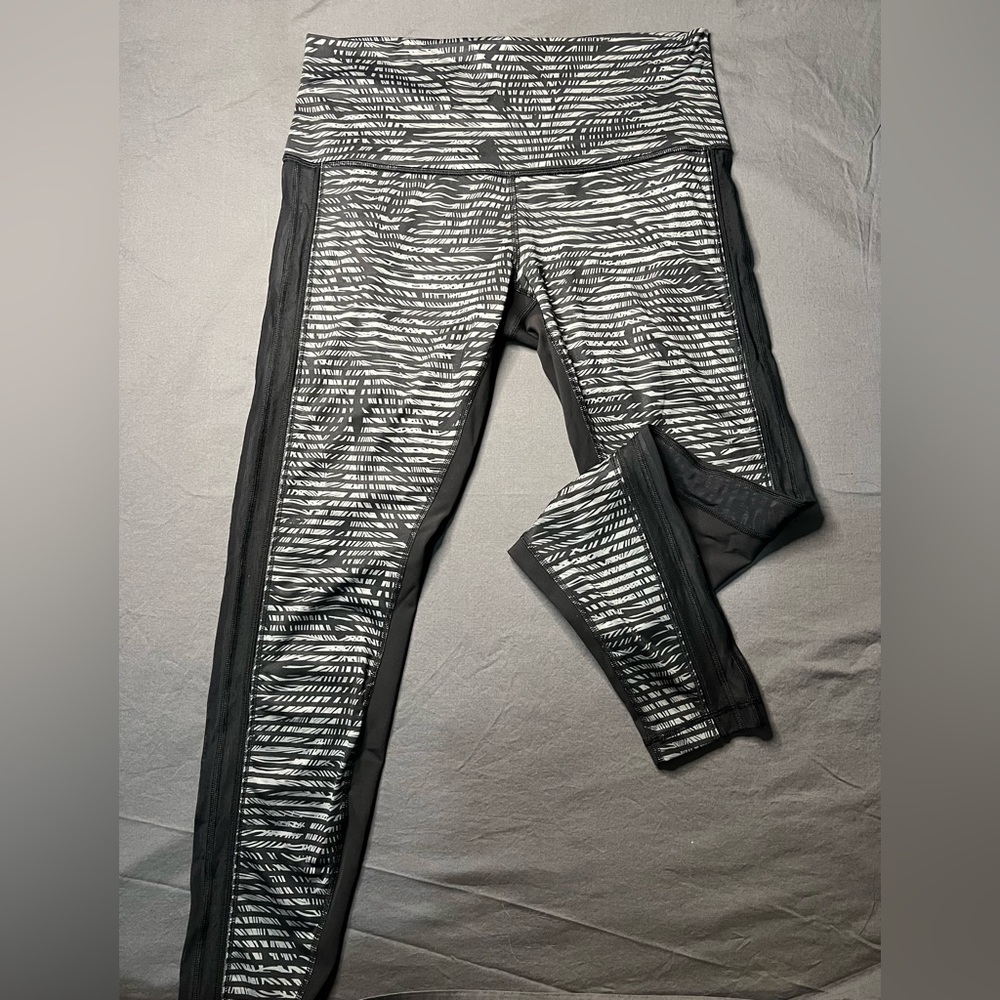 Women’s Lululemon Wunder Under Pant Luxtreme Roll Down Stripe Play Slate Black